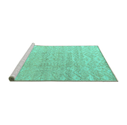 Sideview of Machine Washable Solid Turquoise Modern Area Rugs, wshabs4549turq