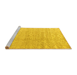 Sideview of Machine Washable Solid Yellow Modern Rug, wshabs4549yw