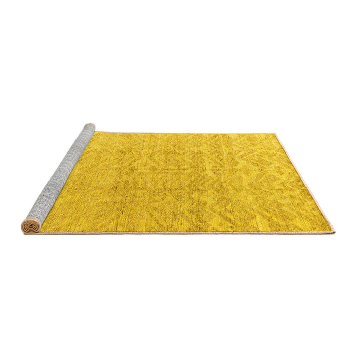Sideview of Machine Washable Solid Yellow Modern Rug, wshabs4549yw