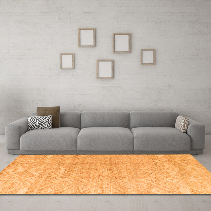 Machine Washable Solid Orange Modern Area Rugs in a Living Room, wshabs4549org