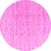 Round Machine Washable Solid Pink Modern Rug, wshabs4549pnk