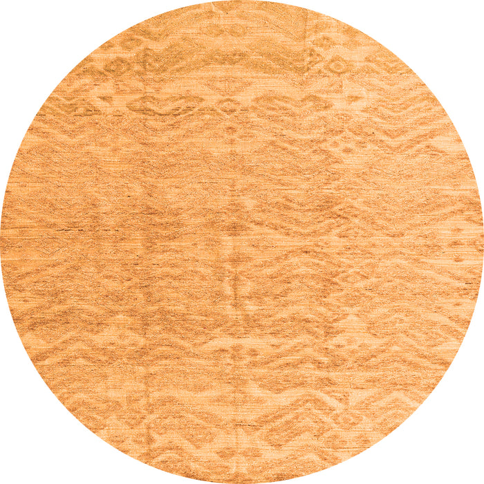 Round Machine Washable Solid Orange Modern Area Rugs, wshabs4549org