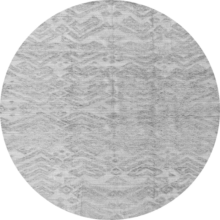 Round Machine Washable Solid Gray Modern Rug, wshabs4549gry