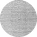 Round Machine Washable Solid Gray Modern Rug, wshabs4549gry