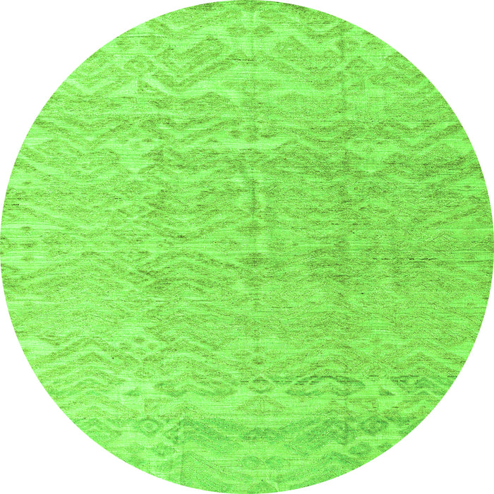 Round Machine Washable Solid Green Modern Area Rugs, wshabs4549grn