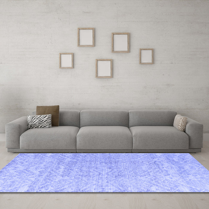 Machine Washable Solid Blue Modern Rug in a Living Room, wshabs4549blu