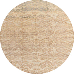 Round Machine Washable Abstract Pastel Orange Rug, wshabs4549