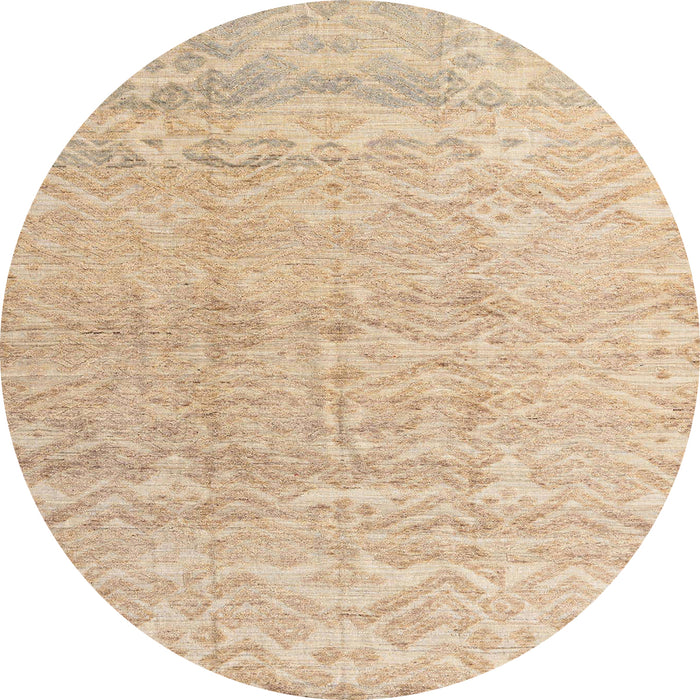 Round Machine Washable Abstract Pastel Orange Rug, wshabs4549
