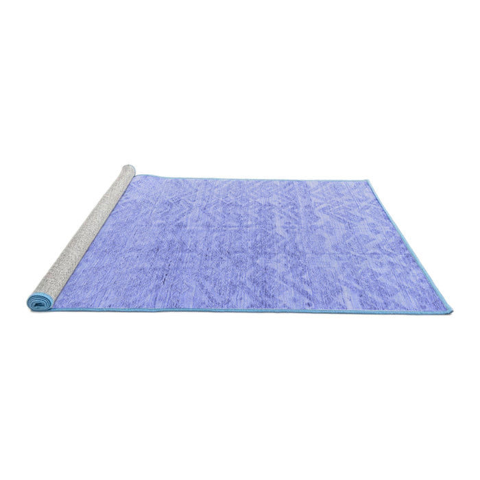 Sideview of Machine Washable Solid Blue Modern Rug, wshabs4549blu
