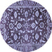 Round Machine Washable Oriental Blue Traditional Rug, wshabs454blu