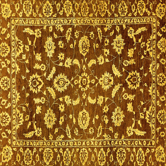 Square Machine Washable Oriental Yellow Traditional Rug, wshabs454yw