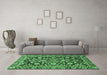 Machine Washable Oriental Emerald Green Traditional Area Rugs in a Living Room,, wshabs454emgrn