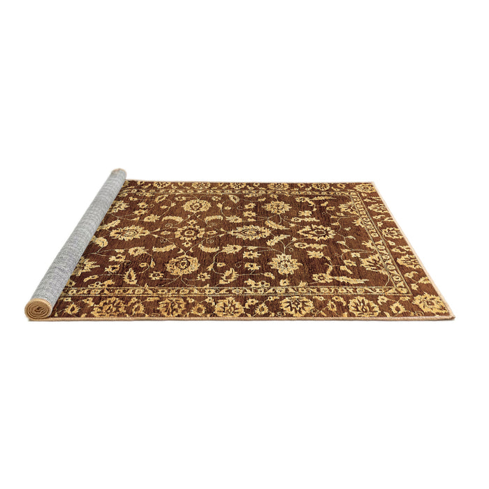 Sideview of Machine Washable Oriental Brown Traditional Rug, wshabs454brn