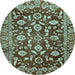 Round Oriental Light Blue Traditional Rug, abs454lblu