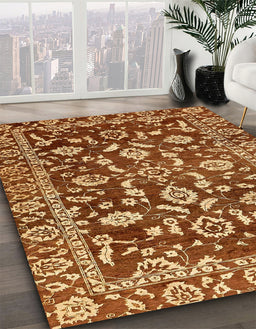 Machine Washable Abstract Orange Rug in a Family Room, wshabs454