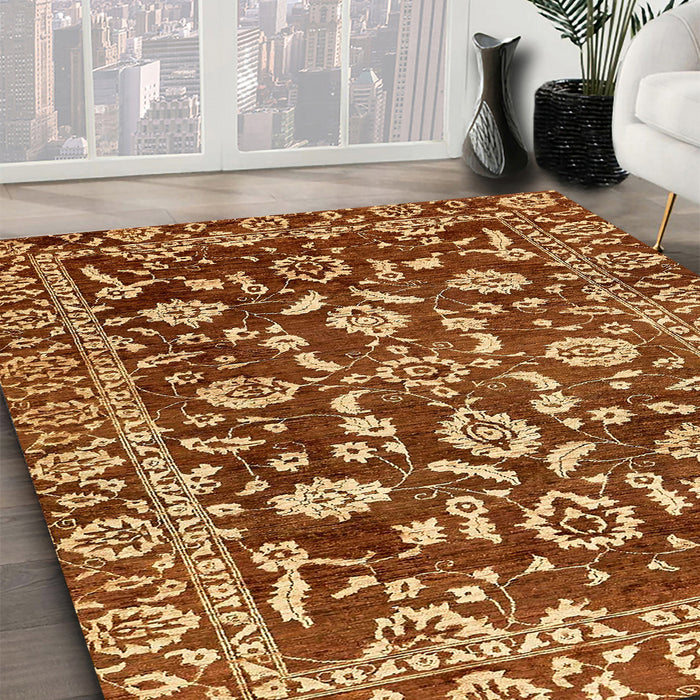 Machine Washable Abstract Orange Rug in a Family Room, wshabs454