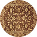 Round Machine Washable Oriental Brown Traditional Rug, wshabs454brn