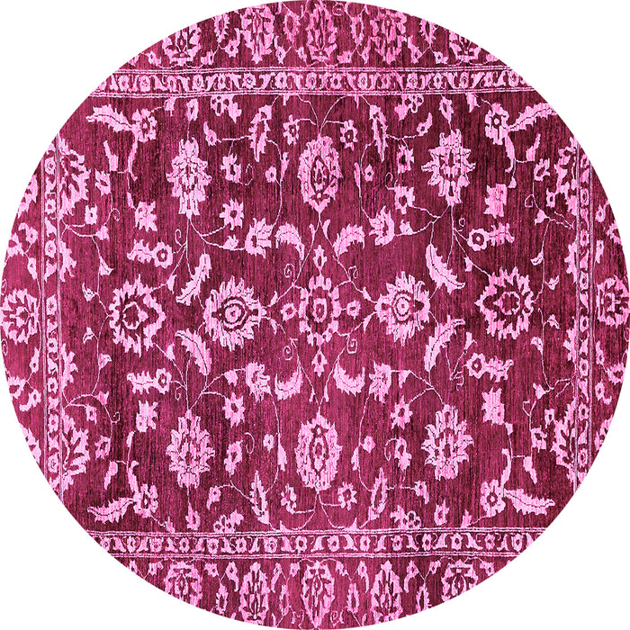 Round Oriental Pink Traditional Rug, abs454pnk