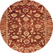 Round Oriental Orange Traditional Rug, abs454org