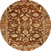 Round Machine Washable Abstract Orange Rug, wshabs454