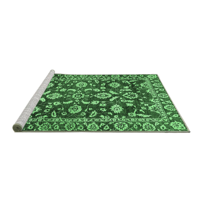 Sideview of Machine Washable Oriental Emerald Green Traditional Area Rugs, wshabs454emgrn