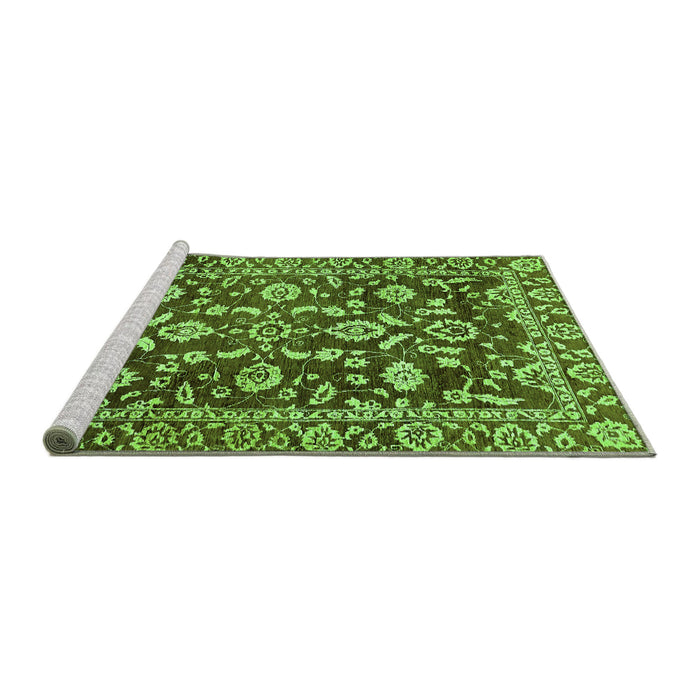 Sideview of Machine Washable Oriental Green Traditional Area Rugs, wshabs454grn