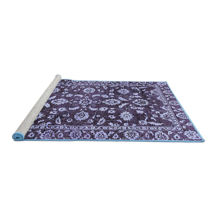 Sideview of Machine Washable Oriental Blue Traditional Rug, wshabs454blu