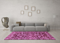 Machine Washable Oriental Purple Traditional Area Rugs in a Living Room, wshabs454pur
