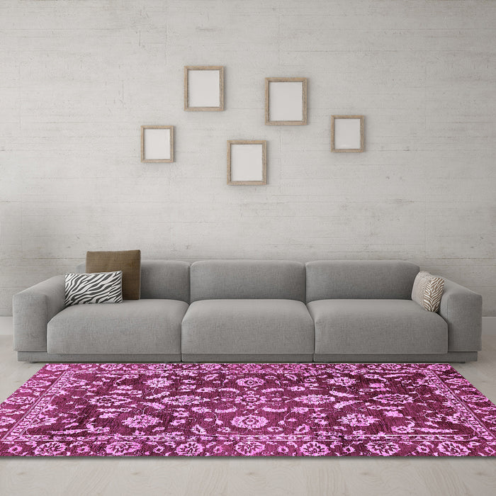 Machine Washable Oriental Purple Traditional Area Rugs in a Living Room, wshabs454pur