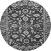 Round Machine Washable Oriental Gray Traditional Rug, wshabs454gry