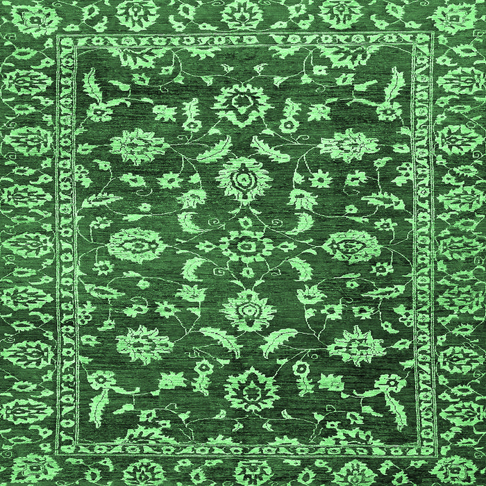 Square Machine Washable Oriental Emerald Green Traditional Area Rugs, wshabs454emgrn