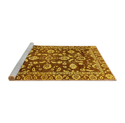 Sideview of Machine Washable Oriental Yellow Traditional Rug, wshabs454yw