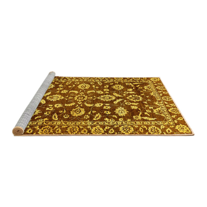 Sideview of Machine Washable Oriental Yellow Traditional Rug, wshabs454yw