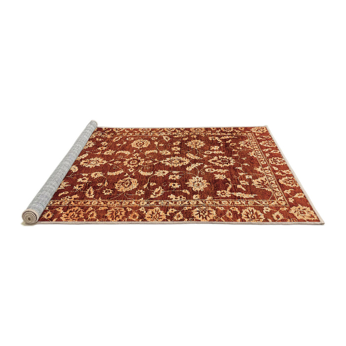 Sideview of Machine Washable Oriental Orange Traditional Area Rugs, wshabs454org