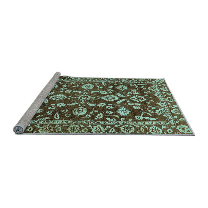 Sideview of Machine Washable Oriental Light Blue Traditional Rug, wshabs454lblu