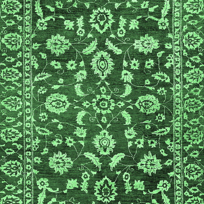Machine Washable Oriental Emerald Green Traditional Area Rugs, wshabs454emgrn
