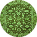 Round Machine Washable Oriental Green Traditional Area Rugs, wshabs454grn