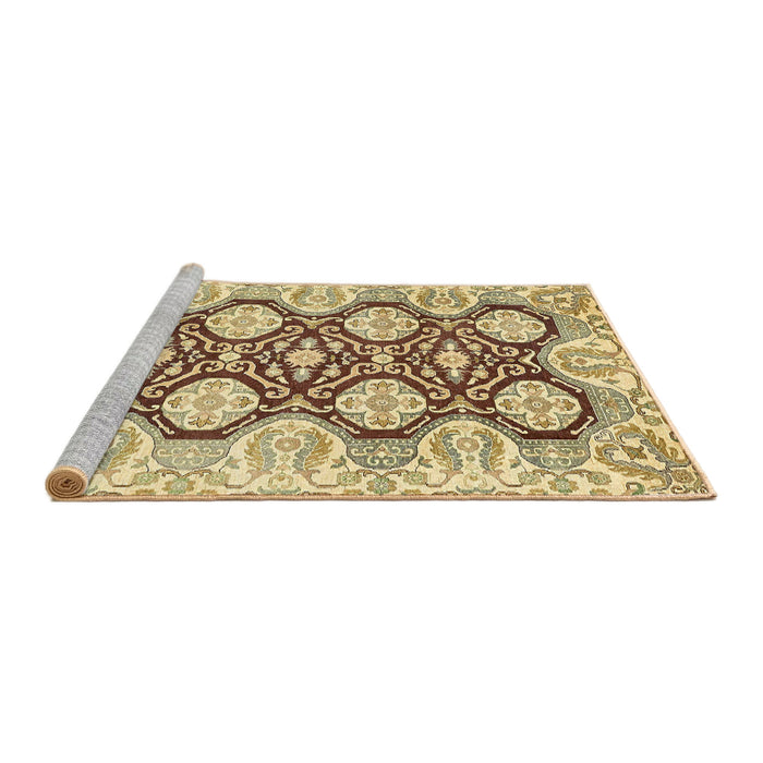 Sideview of Machine Washable Abstract Mustard Yellow Rug, wshabs455