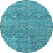 Round Machine Washable Abstract Light Blue Modern Rug, wshabs4550lblu