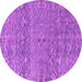 Round Machine Washable Abstract Purple Modern Area Rugs, wshabs4550pur