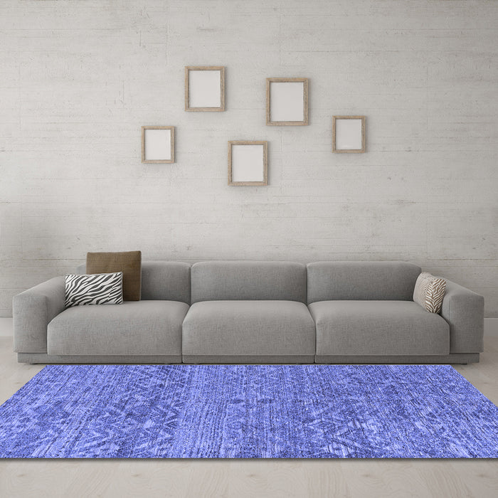 Machine Washable Abstract Blue Modern Rug in a Living Room, wshabs4550blu