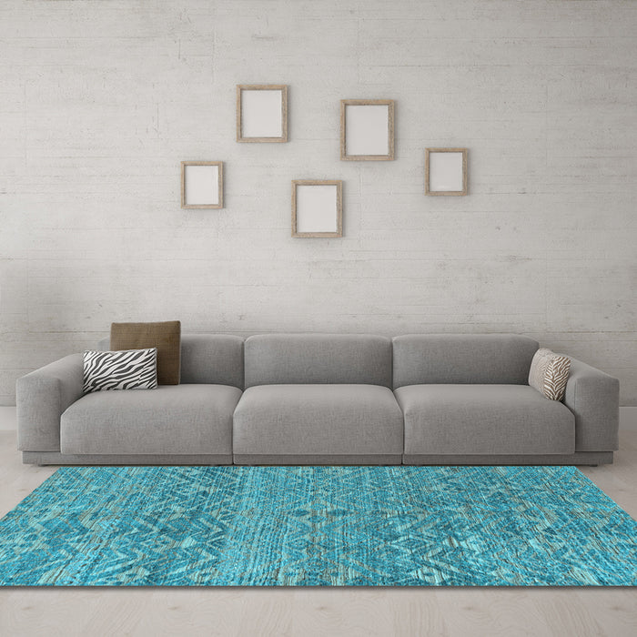 Machine Washable Abstract Light Blue Modern Rug in a Living Room, wshabs4550lblu
