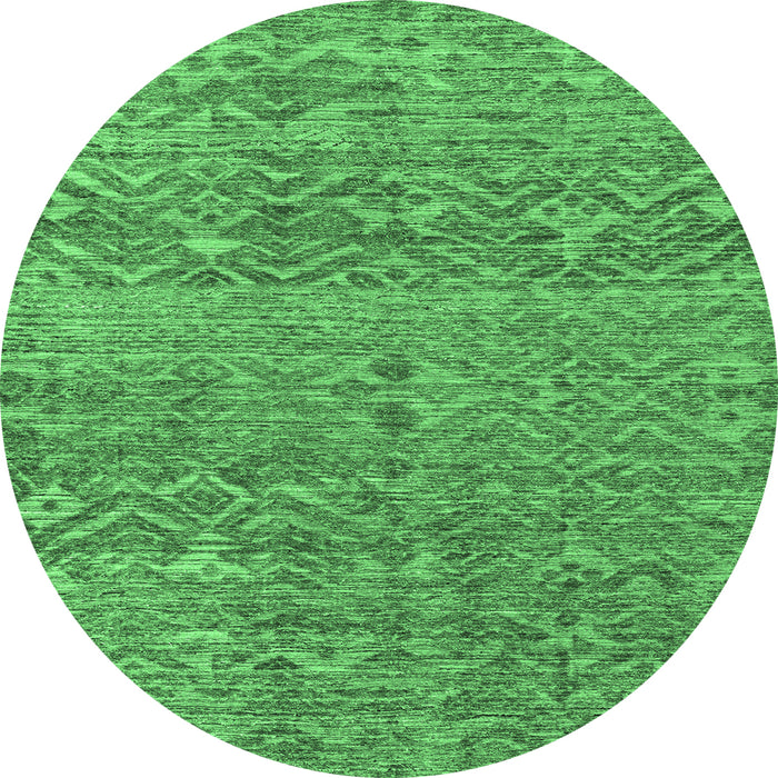 Round Machine Washable Abstract Emerald Green Modern Area Rugs, wshabs4550emgrn
