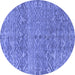 Round Machine Washable Abstract Blue Modern Rug, wshabs4550blu