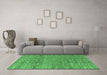 Machine Washable Abstract Emerald Green Modern Area Rugs in a Living Room,, wshabs4550emgrn
