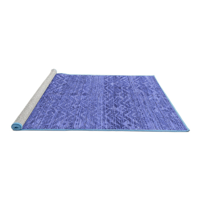 Sideview of Machine Washable Abstract Blue Modern Rug, wshabs4550blu