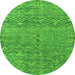 Round Machine Washable Abstract Green Modern Area Rugs, wshabs4550grn