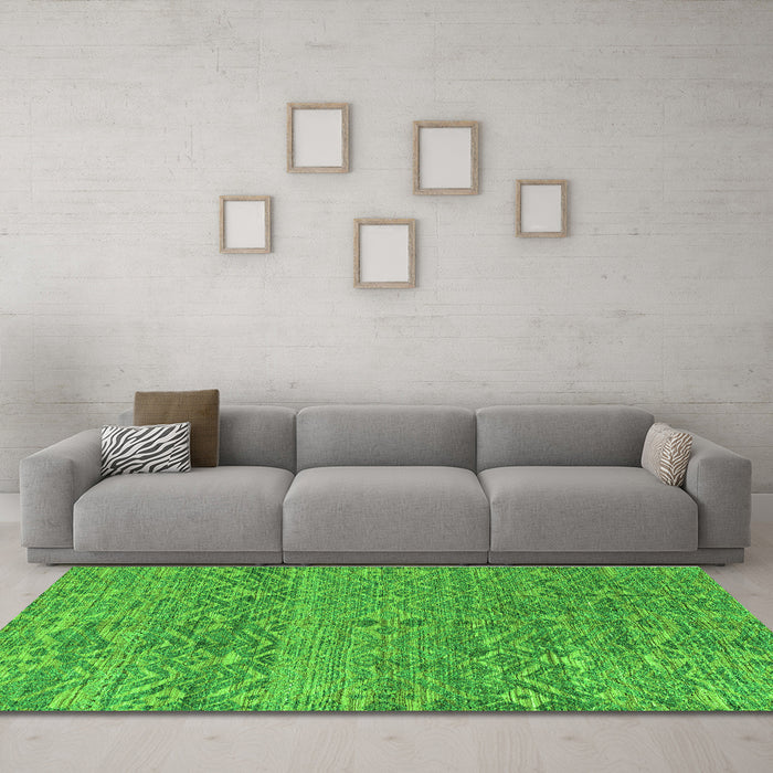 Machine Washable Abstract Green Modern Area Rugs in a Living Room,, wshabs4550grn