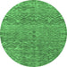 Round Abstract Emerald Green Modern Rug, abs4550emgrn