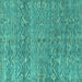 Square Machine Washable Abstract Turquoise Modern Area Rugs, wshabs4550turq